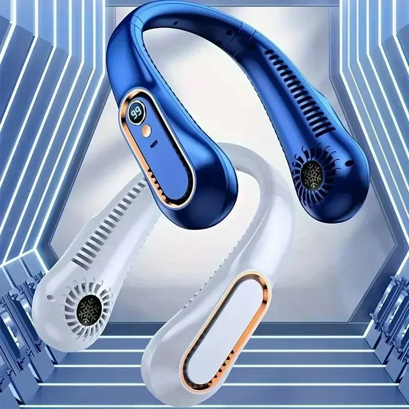 Bladeless Neck Fan - Portable Hands-Free Cooler with Digital Display, 5 Wind Modes, USB Rechargeable for Summer Use