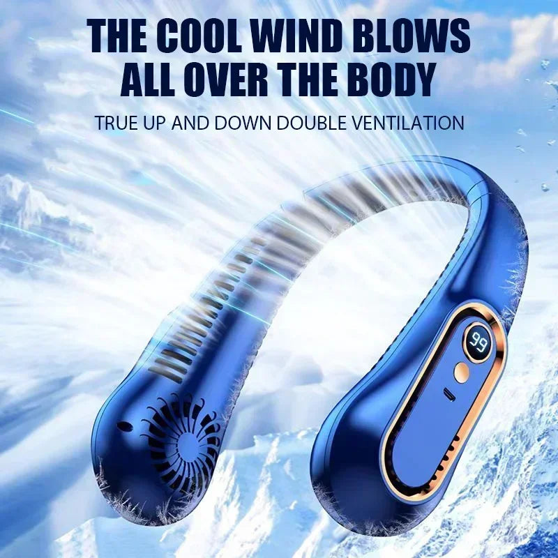 Bladeless Neck Fan - Portable Hands-Free Cooler with Digital Display, 5 Wind Modes, USB Rechargeable for Summer Use