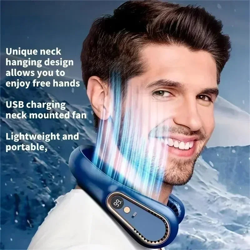Bladeless Neck Fan - Portable Hands-Free Cooler with Digital Display, 5 Wind Modes, USB Rechargeable for Summer Use