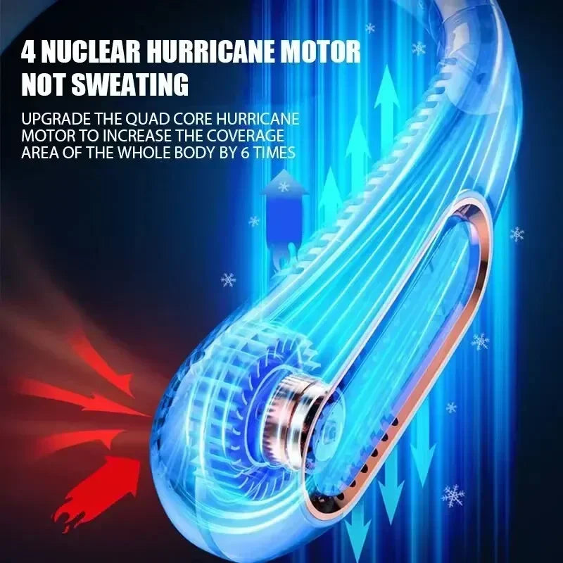 Bladeless Neck Fan - Portable Hands-Free Cooler with Digital Display, 5 Wind Modes, USB Rechargeable for Summer Use