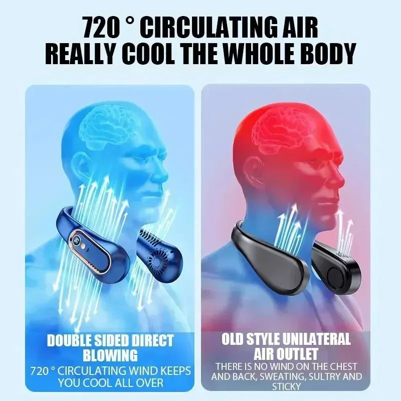 Bladeless Neck Fan - Portable Hands-Free Cooler with Digital Display, 5 Wind Modes, USB Rechargeable for Summer Use