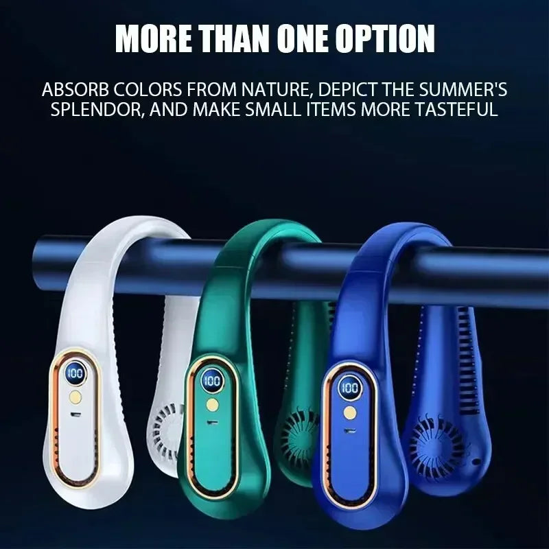 Bladeless Neck Fan - Portable Hands-Free Cooler with Digital Display, 5 Wind Modes, USB Rechargeable for Summer Use