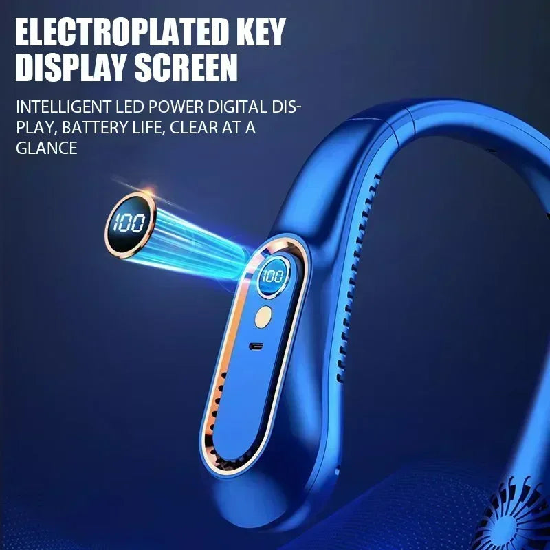 Bladeless Neck Fan - Portable Hands-Free Cooler with Digital Display, 5 Wind Modes, USB Rechargeable for Summer Use
