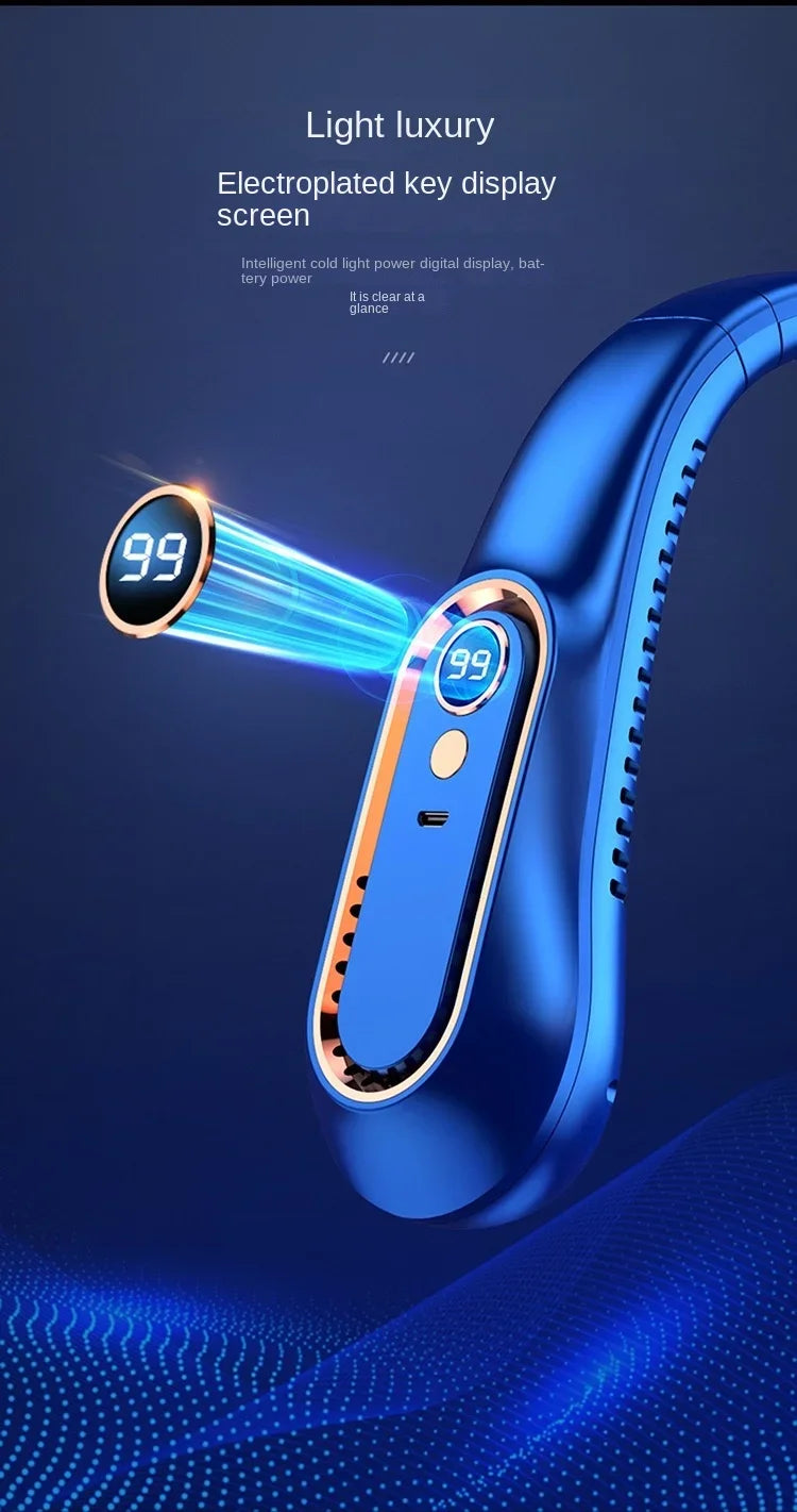 New Halter Fan USB Charging Portable Small Fan Student Office Sports Digital Display Halter Fan