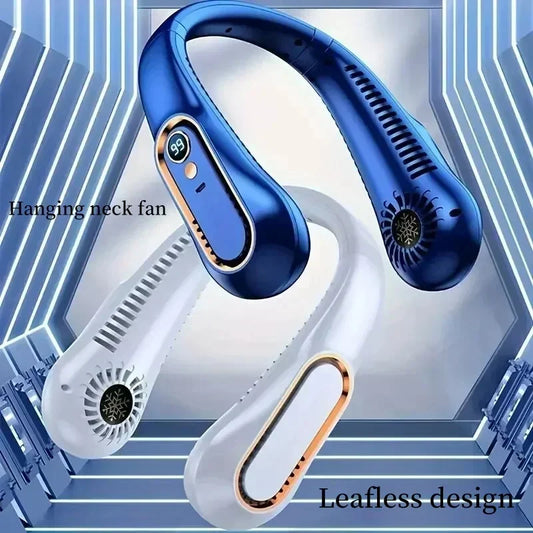 Bladeless Neck Fan - Portable Hands-Free Cooler with Digital Display, 5 Wind Modes, USB Rechargeable for Summer Use