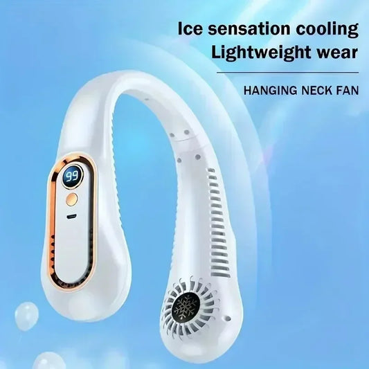 Bladeless Neck Fan - Portable Hands-Free Cooler with Digital Display, 5 Wind Modes, USB Rechargeable for Summer Use